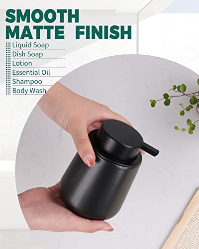 BosilunLife Ceramic Soap Dispenser - Dish Soap Dispenser for Bathroom 12Oz | Refillable Liquid Hand Wash Dispenser for Essential Oil, Lotion Soap, Black - color: Matte Black