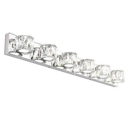 Aipsun 6 Lights 41in Crystal Vanity Lights Over Mirror Long Bathroom Lighting Fixture Modern LED Vanity Light for Bathroom,White Light 6000K - size: 6 light