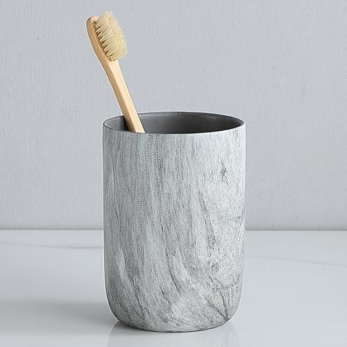 Marble Grey Toothbrush Holders - 2 Ceramic Toothbrush Holders for Bathrooms Toothbrush Toothpaste Holders Set, Grey Bathroom Tumbler Cups Reusable Toothbrush Mouthwash Cup, Bathroom Counter Organizer. - color: Grey Marble, size: 1pcs
