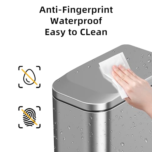 KdbK Bathroom Trash Can with Soft Close Lid, 15L/ 4 GallonRectangular Trash Can with Removable Wastebasket, Step Pedal, Slim Wastebasket for Bedroom, Home Office,Silver - color: Silver