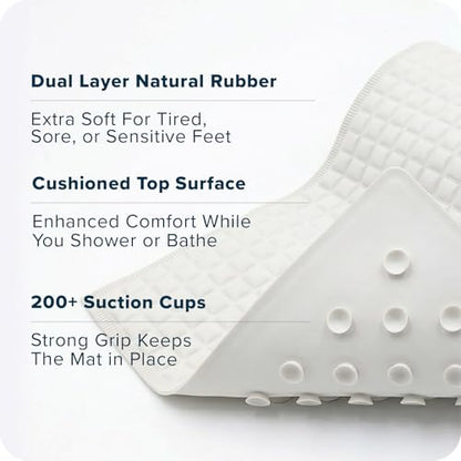 SlipX Solutions Pillow Top Soft Padded Non Slip Bathtub Mat, 27x15.5, Cream | Soft Anti Slip Bath Tub And Shower Mat, 700 Air-Filled Pillows, Strong Suction Cups, Extra Comfort Underfoot - color: Cream
