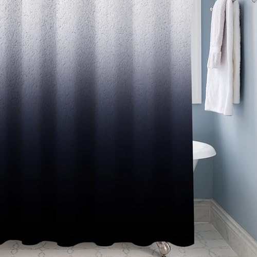 Black Ombre Diatomaceous Earth Shower Curtain Set, 72x72 Inch, Rustic Farmhouse Style for Bathroom - color: Diatomaceous Black, size: 72"W x 72"L (Pack of 1)