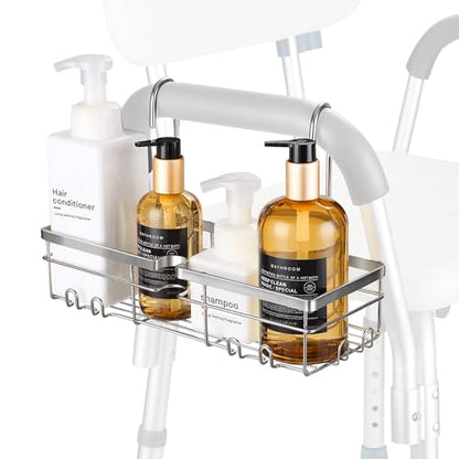 YUOROS 304 Stainless Steel Shower Caddy for Shower Chair | Shower Organizer Rack Hanging for Bench for Elderly Seniors Disabled Handicap