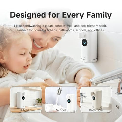 Automatic Foaming Soap Dispenser, Touchless Soap Dispenser with LED Hand Washing Timer, Rechargeable 350ml Foam Soap Dispenser, IPX7 Waterproof, Wall Mounted for Bathroom Kitchen Kids - color: Gray