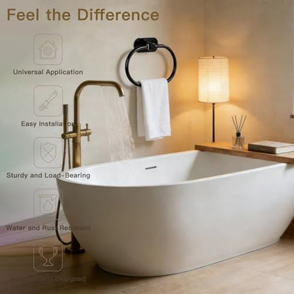 Adhesive Towel Ring Self Adhesive Hand Towel Ring Stainless Steel Rustproof Bathroom Towel Holder Wall Mount SUS 304 Stainless Steel Matte Black