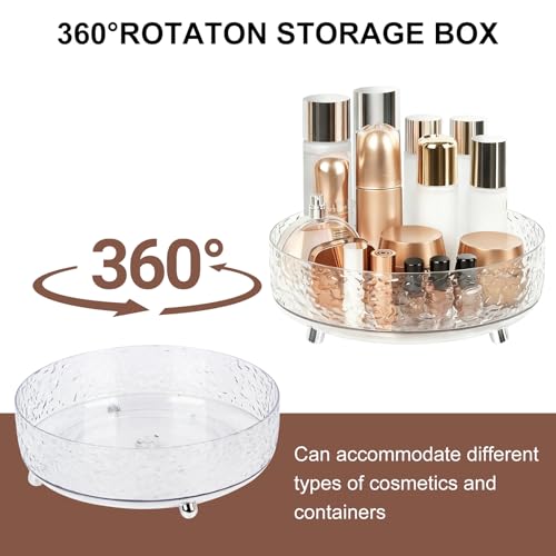 Dezzer 360° Rotating Makeup Organizer, 11" Clear Perfume Organizer Turntable Lazy Susan for Vanity, Pantry, Bathroom Counter, Cabinet, Spinning Cosmetic Storage Holder for Skincare, Perfume, Lotions - size: 11 inch