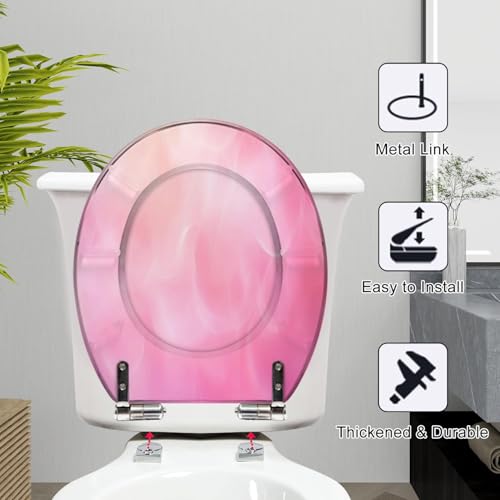 Round Toilet Seat Delicate white pink delicate Background for Valentine s Day Resin Toilet Seat Slow Quiet Close with Quick-Release Hinges Toilet Seat with Cover Easy to Clean Install - color: Multi1, size: 16.5"x14.5"