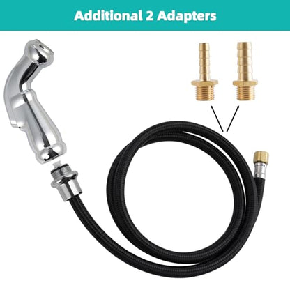 Universal Fit Kitchen Faucet Sprayer Attachment/Hose/Holder Set, Chrome | NSF/ANSI/CAN 372 Certified, With 3 Adapters Compatible with Moen/Delta Faucet Sprayer Replacement, Kitchen Sink Side Head - color: Chrome, style: Sprayer Head/Hose/Holder Set
