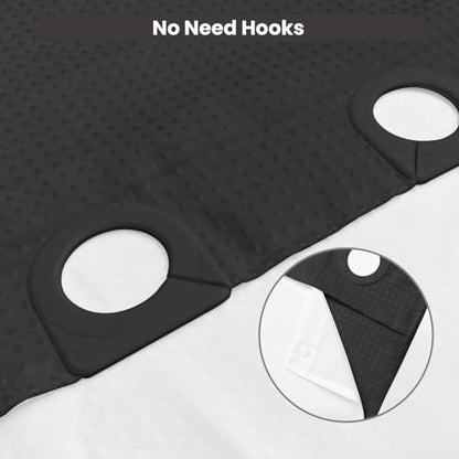 Inhousolu No Hook Shower Curtain with Removable Snap-in Liner, Waffle Weave 230 GSM Polyester, Weighted Hem, Water Repellent Washable, 72 x 78 Inch, Black - color: Black, size: 72"W x 78"L (Pack of 1)