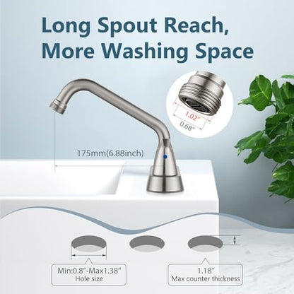 Aolemi Utility Laundry Sink Faucet,3/4" NPT Threaded End,Brushed Nickel | 4-Inch Centerset Laundry Faucet For 2-3 Hole Utility Sinks,With 2 Handles,Swivel Stainless Steel Spout and Supply Lines - color: Brushed Nickel