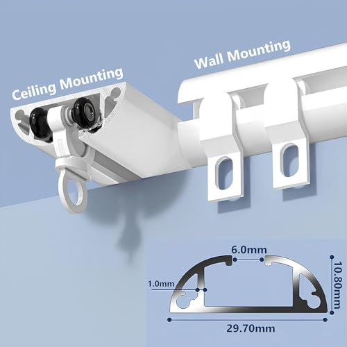 Ultra-Thin Curved Curtain Track Aluminium Ceiling Wall Mount Tracks Sliding Curtain Rail Rod System for Curtains Room Divider Living Room Bedroom Shower RV(White-A,100cm/3.28ft) - color: White-a, size: 100cm/3.28ft