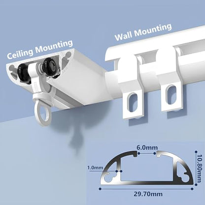 Ultra-Thin Curved Curtain Track Aluminium Ceiling Wall Mount Tracks Sliding Curtain Rail Rod System for Curtains Room Divider Living Room Bedroom Shower RV(White-A,100cm/3.28ft) - color: White-a, size: 100cm/3.28ft