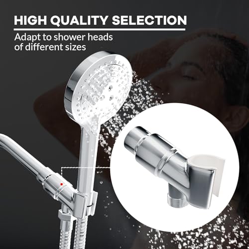 All Metal Handheld Shower Head Holder, Adjustable Shower Wand Holder with Universal Shower Arm Mount and Brass Pivot Ball, for Connecting Shower Arm and Shower Hose - color: Brass - Chrome