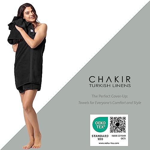 Chakir Turkish Linens Personalized 3 Piece Towel Set, 100% Cotton Luxury Turkish Towels for Bathroom, Soft Absorbent Towel Set with Bath Towel Hand Towel and Washcloth, Black - color: Black
