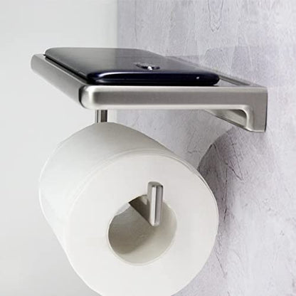 Toilet Paper Holder for Bathroom Solid ZINC Alloy Material and Superior Hotel Style Tissue Roll Holder with Cell Phone Storage Nickel Finish D500091BN - color: Brushed Nickel