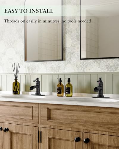 Black Bathroom Faucet Matte Waterfall Sink Farmhouse Vanity Single Hole | Faucets One Handle Basin Antique centerset with Pop Up Drain Stopper Mixer Tap Overflow Supply Line by Homevacious - color: Matte Black