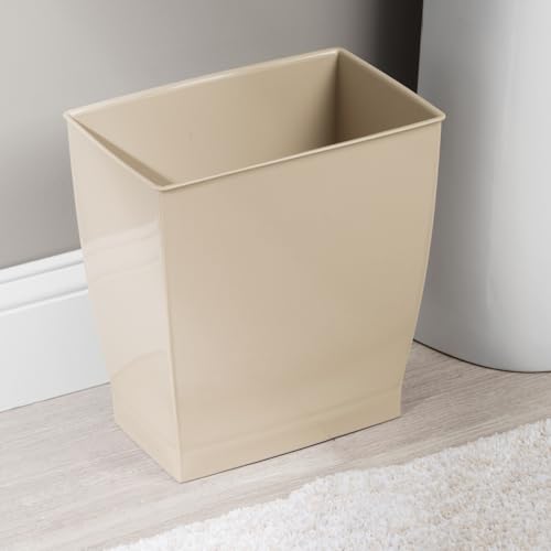 iDesign Small Plastic Bathroom Trash Can, Slim Rectangle, 2-Pack, Brown | Garbage Bin for Bedroom, Office, Dorm - color: Brown, style: Pack of 2