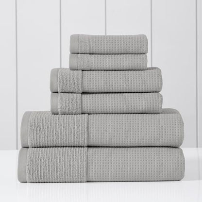 Modern Threads Waffle-Rib 6-Piece Towel Set – Premium Cotton Bath Towels, Ultra-Absorbent & Soft, Elegant Waffle Texture for Bathroom & Spa, Oyster - color: Oyster