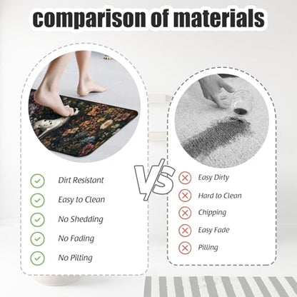 Bathroom Runner Mat Rugs Long,Dog Flowers Elegant Design Diatomite Stone Bath Mat Large Absorbent Diatomaceous Earth Mat Non Slip Fast Dry Shower Mat Bathroom Rugs Floor Mat 16x42in - color: Design14