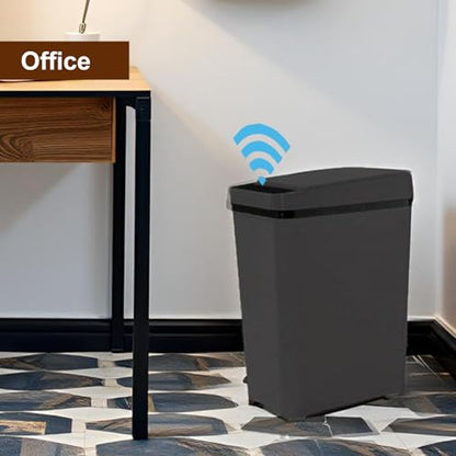 3 PACK - Bathroom Trash Can with Lid - 2.5 Gallon Automatic Trash Cans | Bedroom, Office - Small Smart Garbage Can Touchless - Electric, Narrow - Motion Sensor Trash can Bathroom ( Matte Black ) - color: Black