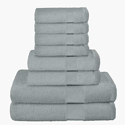 8 Piece Towel Set 100% Ring Spun Cotton, 2 Bath Towels 27x54, 2 Hand Towels 16x28 and 4 Washcloths 13x13 - Ultra Soft Highly Absorbent Machine Washable Hotel Spa Quality - Jade - color: Jade, size: 8 Piece Towel Set