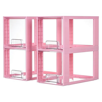 Vtopmart 4 Pack Large Stackable Storage Drawers, Pink - color: Pink( 4 Pack)