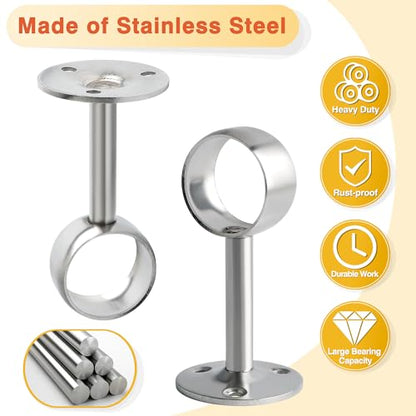 Alise Curtain Rod Holders Bracket 32mm Dia,Closet Rod Holders Wall Mount | Ceiling Mounted Curtain Rod Flange Brackets,Ceiling Curtain Rods Brackets,for Bathroom Curtain,Stainless Steel Brushed,4 Pcs - color: Brushed Nickel, size: 32mm/1-1/4 Inch Dia.