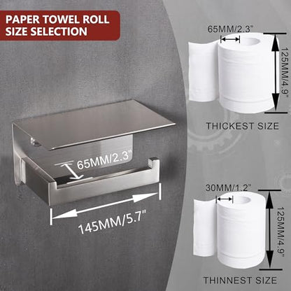 LANC Bathroom Toilet Paper Holder with Shelf, Brushed Nickel Toilet Paper Roll Holder with Wipes Shelf for Bathroom Wall Mounted, 304 Stainless Steel TP Holder, A8367BN - color: Brushed Nickel, size: Right