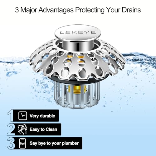 LEKEYE Tub Stopper | Shower Drain Hair Catcher | Bathroom Bathtub Plug | Pop Up Bathtub Drain Stopper for 1-1/2" to 1-3/4" Bath Drain Hole - style: 2070