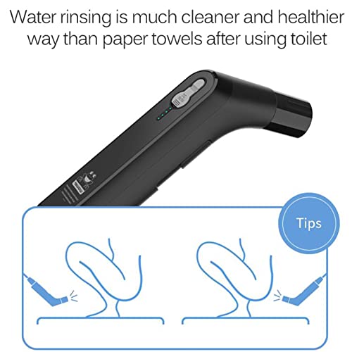 Portable Bidet for Travel with Soft and Strong Water Pressure Modes, USB-C Rechargeable Travel Bidet, Large 2.3L Water Tank for Home and Camping Use (Black) - color: Black