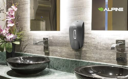 Manual Soap Dispenser Wall Mount - Commercial Soap Dispenser Wall Mounted for Liquid Soap & Hand Sanitizer in Bathroom, Kitchen, Businesses Refillable Large 800 ml Capacity - Grey by Alpine Industries
