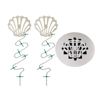 Shower Drain Hair Catcher – Disposable Bathroom Hair Trap, Easy to Install in Shower Drain Cover, Helps Prevent Clogs – As Seen on Shark Tank - Bathroom Accessories - Shell (2-Pack) - color: White Ocean, size: 2 Count