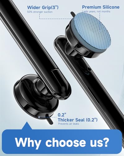 Suction Shower Handle, 2 Pack Grab Bars for Shower and Bathroom, Removable Safety Grip No Drilling & Waterproof, Heavy Duty Suction Cup Bath Handrails Grab Bars for Bathtubs, 11 inch - Black - color: Black