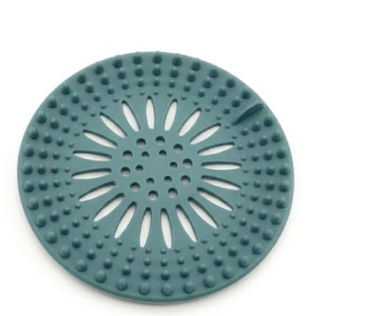 Silicone Sink Strainer Hair Catcher Set of 4 Colors - 5.3 Inch Drain Cover for Kitchen Bathroom Shower, Anti-Clogging Drain Protector with Suction Cups, BPA-Free, Blue Green Gray