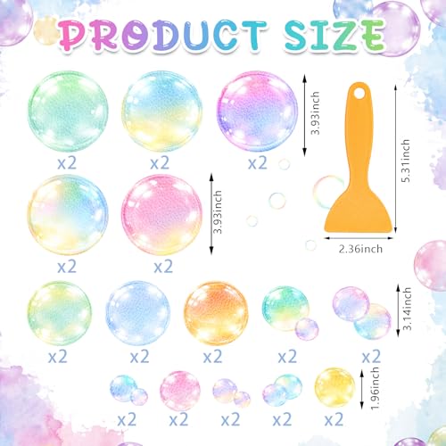 Fullhawl 30 Pcs Watercolor Bubble Non Slip Shower Stickers, Bathtub Safety | 30 Watercolor Bubble Designs, Colorful Non Slip Texture, Easy Application Creates a Fun and Safer Bath Time Space - style: Watercolor Bubble
