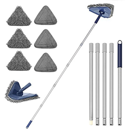 JEHONN Wall Cleaner Mop with Long Handle 82 Inches, 3-in-1 Ceiling Cleaning Tool Duster with 6 Replacement Microfiber Chenille Pads for Painted Walls, Window, Floor, Baseboard - color: Blue