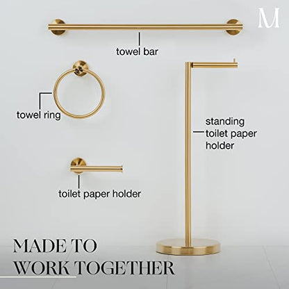 Marmolux Acc Brushed Gold Towel Ring - Modern Hand Towel Holder - Stainless Steel Bathroom Towel Rack - Round Hanger - color: Brushed Gold/Brass, size: Towel Ring