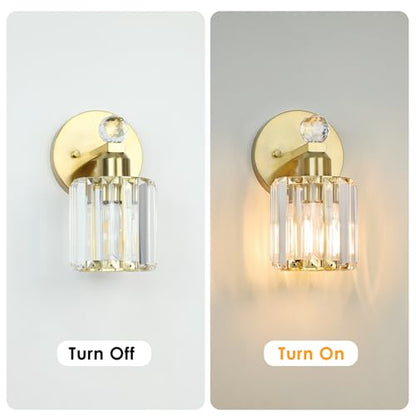 1-Light Gold Bathroom Vanity Light Fixture | Modern, Clear Crystal Glass Shade, Wall Mount, For Bedroom Living Room - color: Gold, size: Linear-1-Light