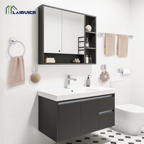 5 Pieces Bathroom Hardware Set Polished Chrome Towel Bar Set Includes 23.6” Towel Bar, Towel Ring Holder, Toilet Paper Holder and Two Towel Hooks, Bathroom Accessories Set SUS304 Wall Mounted - color: Polished Chrome, size: 5 Pieces - Standard