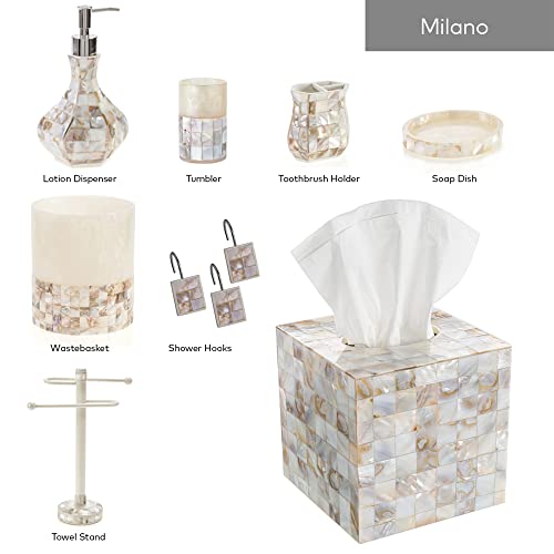 Milano Tissue Box Cover Rectangular - Decorative Tissue Box Holder Rectangular is Finished in Beautiful Mother of Pearl Shells - Durable Tissue Cover for Elegant Decor - style: Rectangular Tissue Box Cover