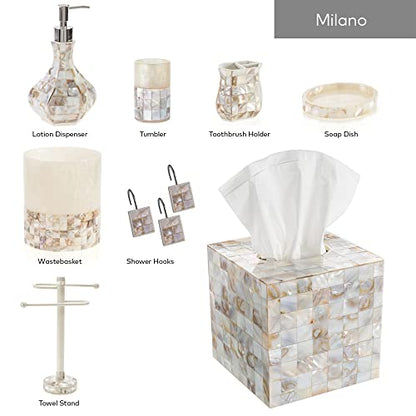 Milano Tissue Box Cover Rectangular - Decorative Tissue Box Holder Rectangular is Finished in Beautiful Mother of Pearl Shells - Durable Tissue Cover for Elegant Decor - style: Rectangular Tissue Box Cover