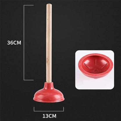 Toilet Plunger Red Heavy Duty Force Cup Rubber with A Long Wooden Handle to Fix Clogged Toilets and Drains, Perfect for Kitchens and Bathrooms (2 pcs) - color: 2 Pcs