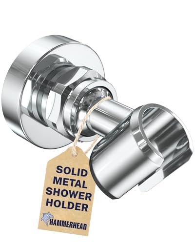 HammerHead Showers® Solid Metal Handheld Shower Head Holder Wall Mount – Chrome – Adjustable Screw Mounted Shower Wand Holder with Pivot Ball – Shower Hose Holder, Fits Most Handheld Shower Heads - style: Chrome