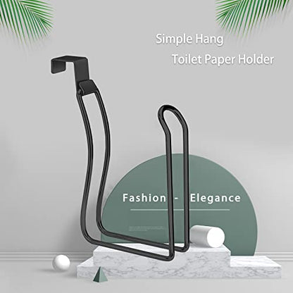 Over the Tank Toilet Paper Holder, Metal Toilet Paper Holder, Black | Toilet Paper Roll Holder, Bathroom Toilet Paper Storage, Space Saving for Bathroom - color: Black