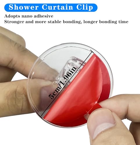 4 Pack Shower Curtain Clips, Windproof Shower Splash Guard，Self Adhesive Shower Curtain Holder for Inside Shower Splash Water Wall,Clear | Shower Clips for Curtain, Shower Windproof Splash Guard, Designed to prevent water splashes in the shower (Clear) -