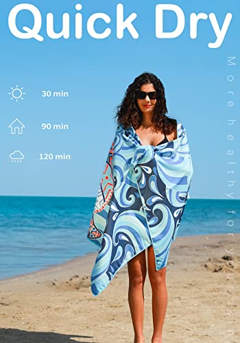 Widdonen Microfiber Beach Towel,Compact 71x32 Inch,Lightweight,Turtle | Extra Large,Sand Free,Thin,Absorbent,Quick Dry for Camping,Hiking,Swim,Pool,Bath,Picnic,Gym,Cruise Essentials,Adult Gifts - color: Turtle Sea