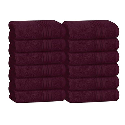 BOUTIQUO Ultra Soft Cotton Washcloths, Contains 12 Piece Face Cloths 12x12 inch, Ideal for Everyday use Face Towels, Compact & Lightweight Multi Purpose Washcloths - Burgundy - color: Burgundy, size: Washcloths - Set of 12