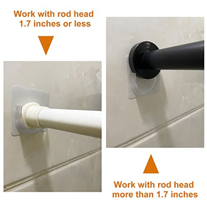 Venupple Shower Rod Holder, 2 Packs Tension Curtain Rod Bracket No Drilling, Adhesive Shower Rod Retainer Shower Curtain Rod Holder | Shower Curtain Rod not Included Transparent | Adhesive Shower Rod Retainer Shower Curtain Rod Holder for Wall| Shower Cur
