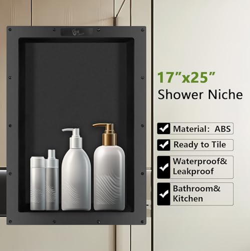 Ready Tile Shower Niche Shelf 17"X25"X4"（Inside 14"X22"） - - Water and Leak Proof Large Wall Niche Insert