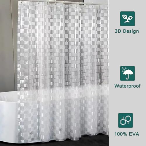 Shower Curtain Liner, 100% Waterproof Peva Shower Curtains with 3 Duty Heavy Bottom Magnets and 12 Rust Proof Grommets, 72x72 Weighted Shower Liner for Shower Stall, Bathtubs - color: 3d Square